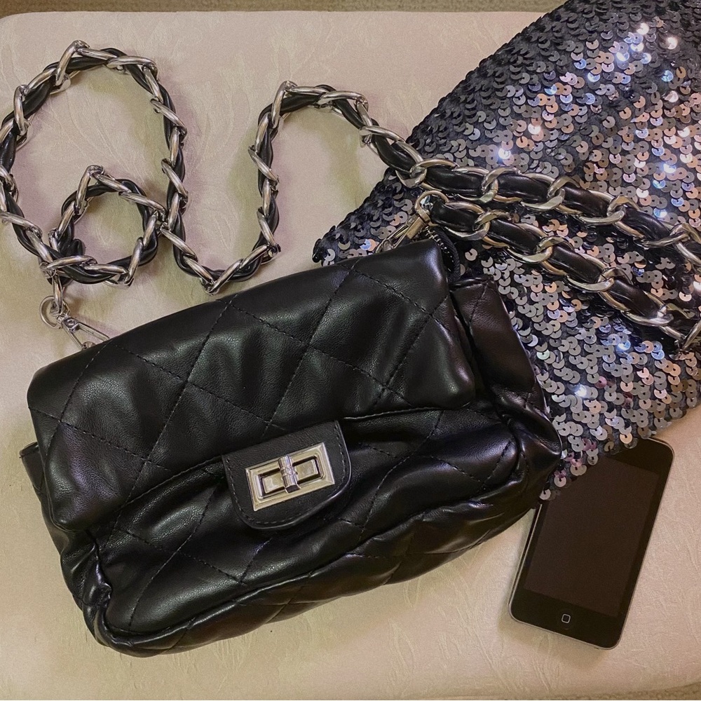 Black quilted bag